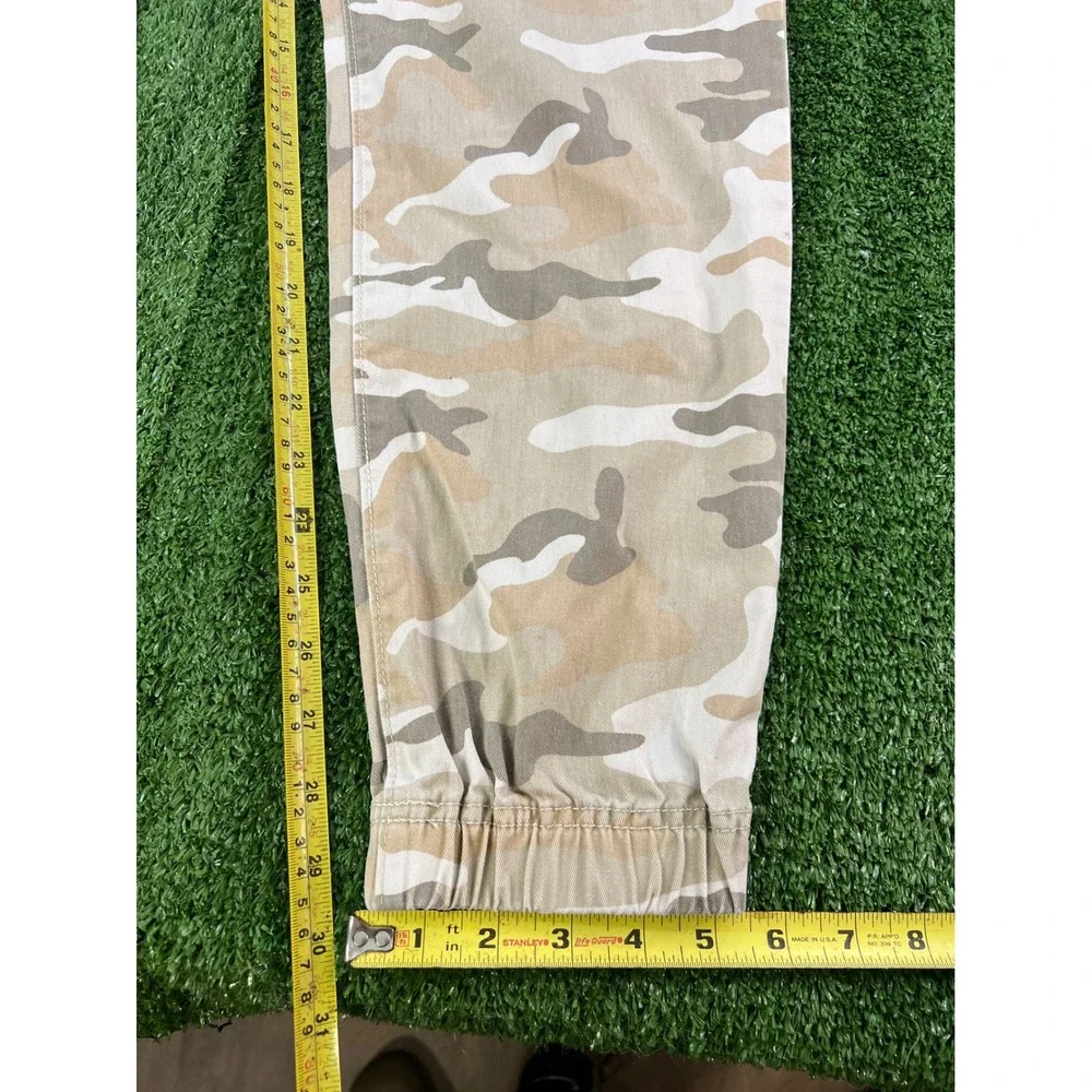 Aero Mens Camo Joggers Tan Beige Desert Camouflage Cotton Pants Large